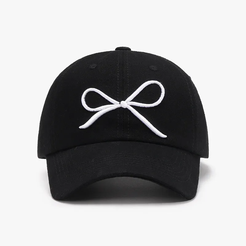 Bow Embroidered Cotton Baseball Cap WH