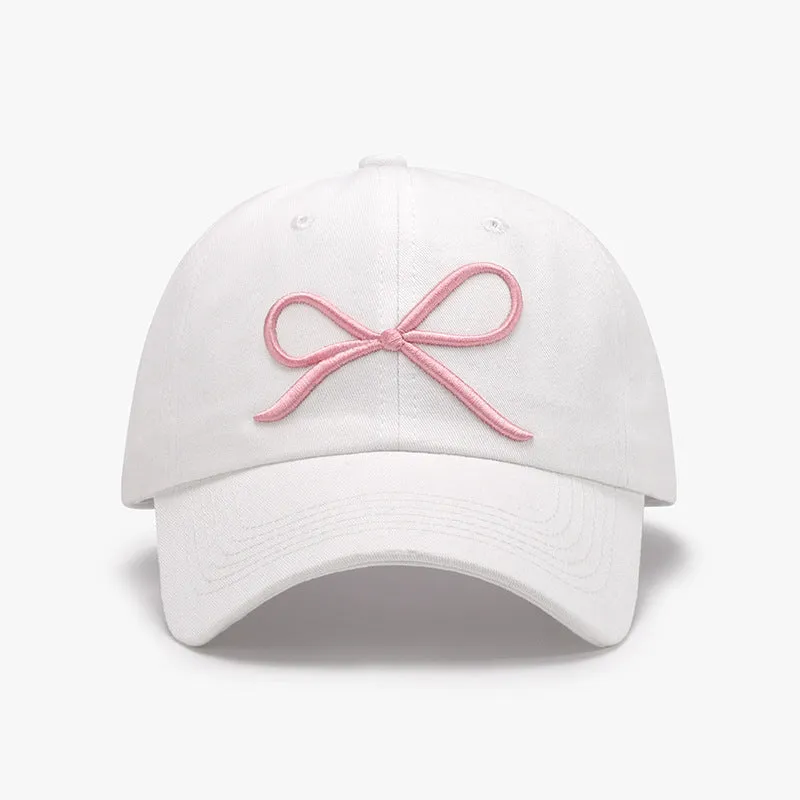 Bow Embroidered Cotton Baseball Cap WH