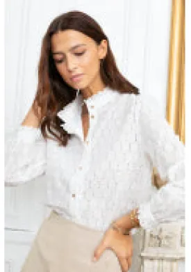 Broderie Anglaise Shirt in Light Cream