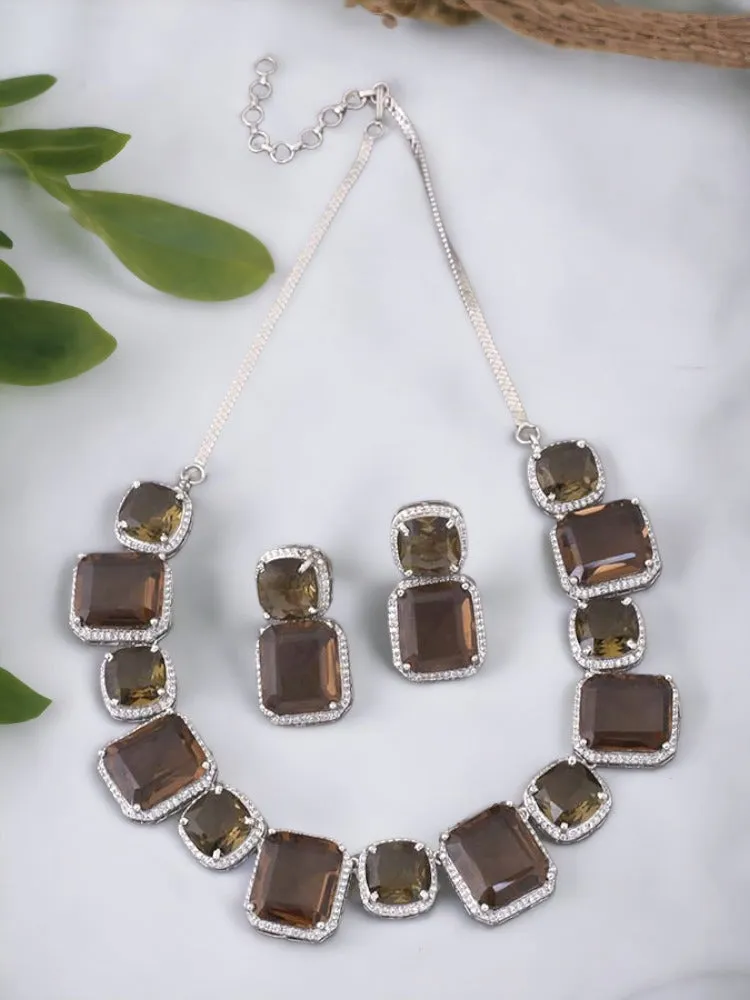 Brown Asenath Zirconia Jewellery Set