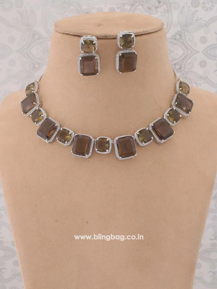 Brown Asenath Zirconia Jewellery Set