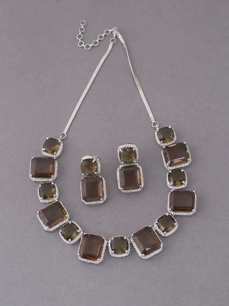 Brown Asenath Zirconia Jewellery Set