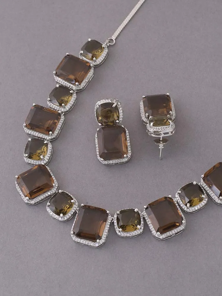 Brown Asenath Zirconia Jewellery Set