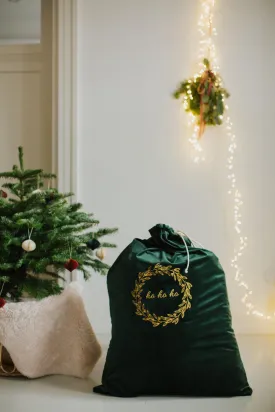 Christmas sack in velvet green | Christmas bags for gifts