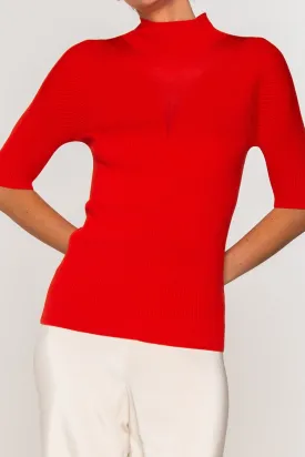 CIRCLE RIB MOCK NECK TOP