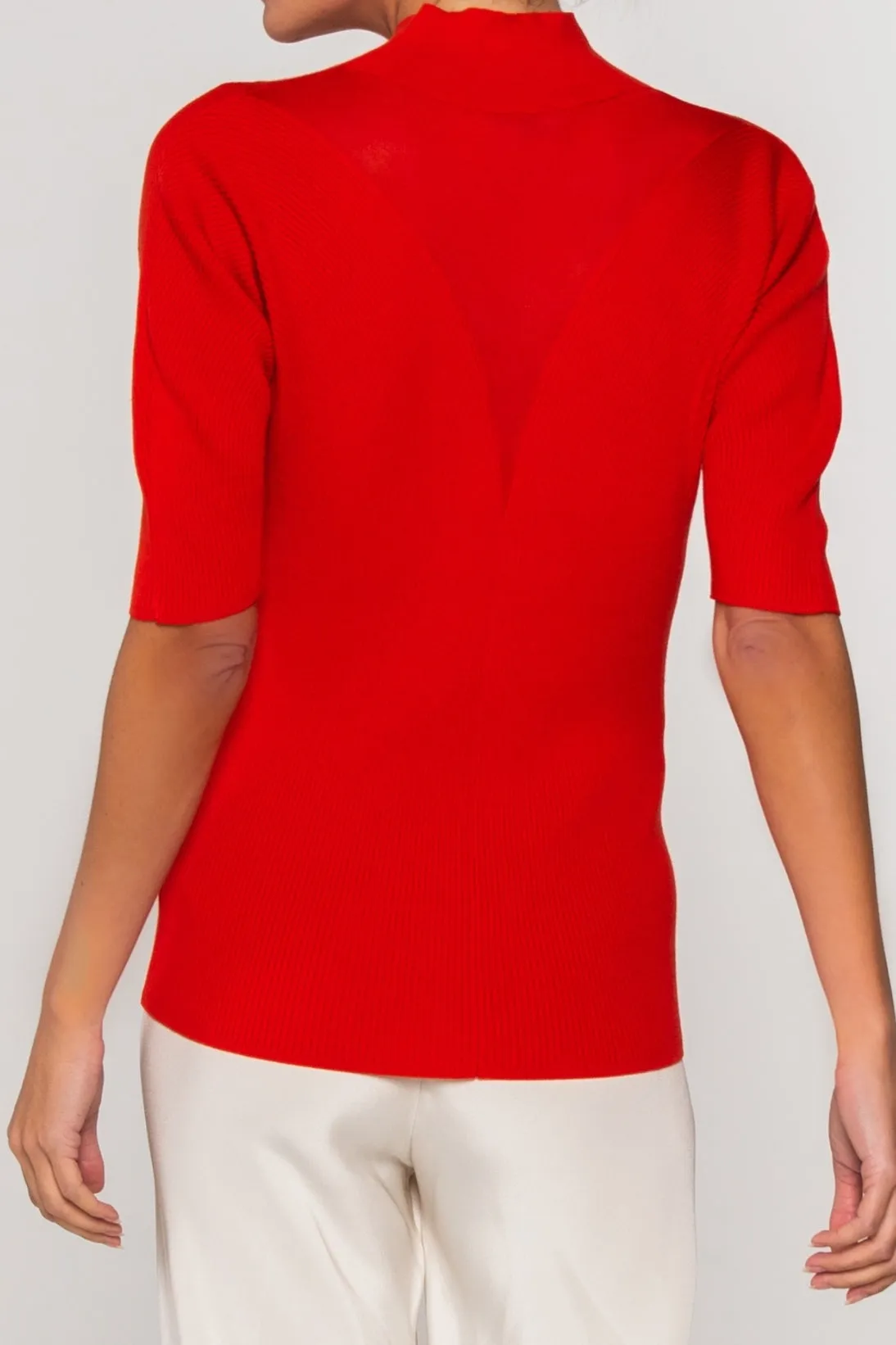 CIRCLE RIB MOCK NECK TOP