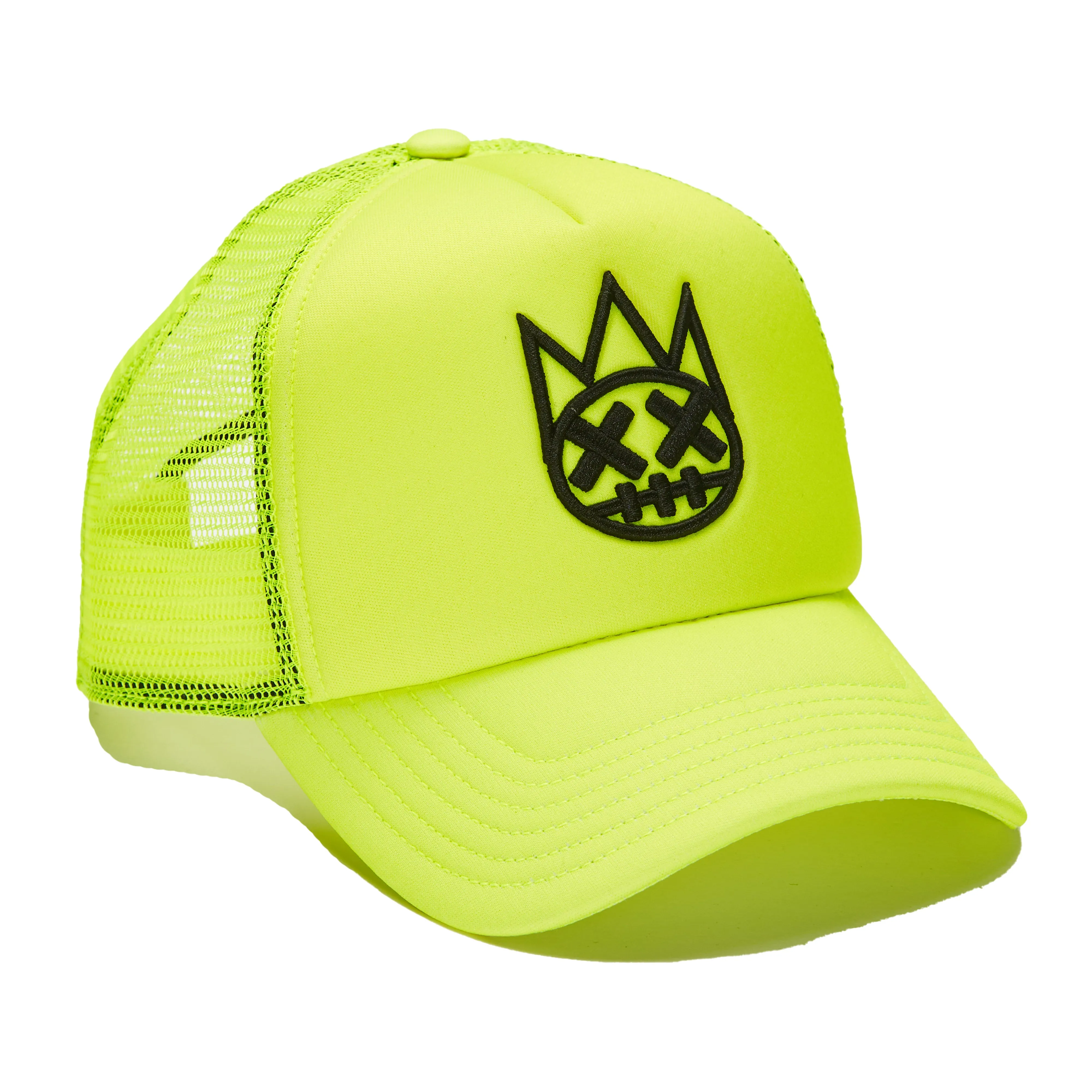 CLEAN SHIMUCHAN LOGO MESH BACK TRUCKER HAT IN NEON YELLOW