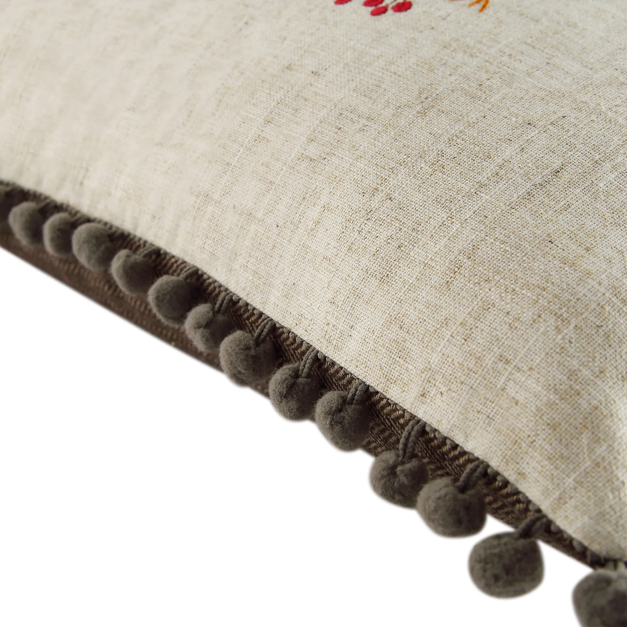 Country Collection Robin Embroidered Linen Blend Cushion