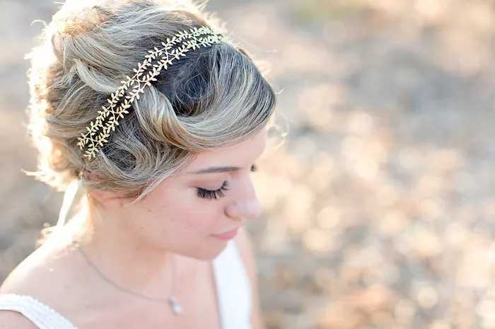Delicate Rose Gold Fern Leaf Crown - Tie Headband, Crown