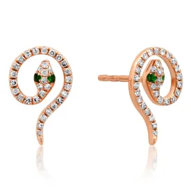 Diamond Snake Coil Stud Earrings