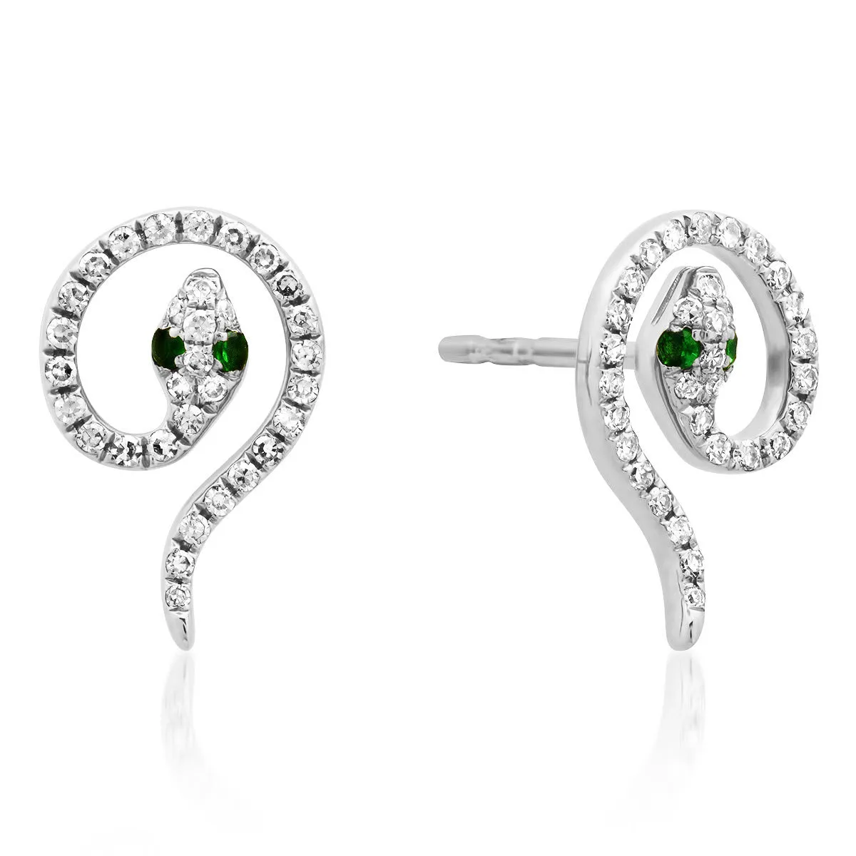 Diamond Snake Coil Stud Earrings