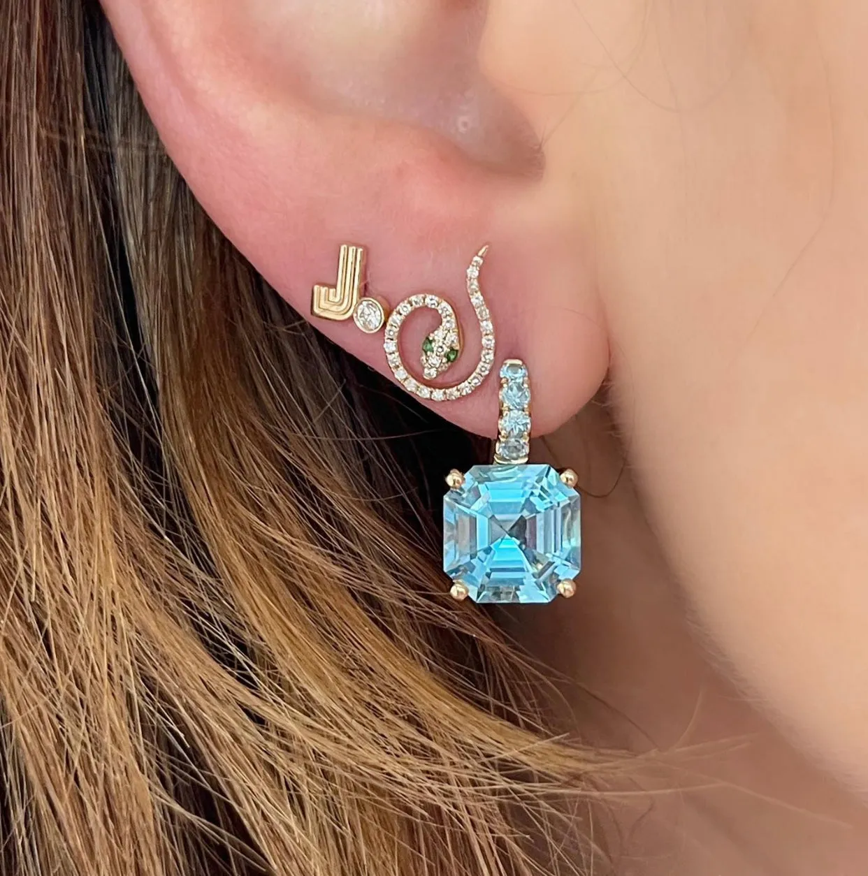 Diamond Snake Coil Stud Earrings
