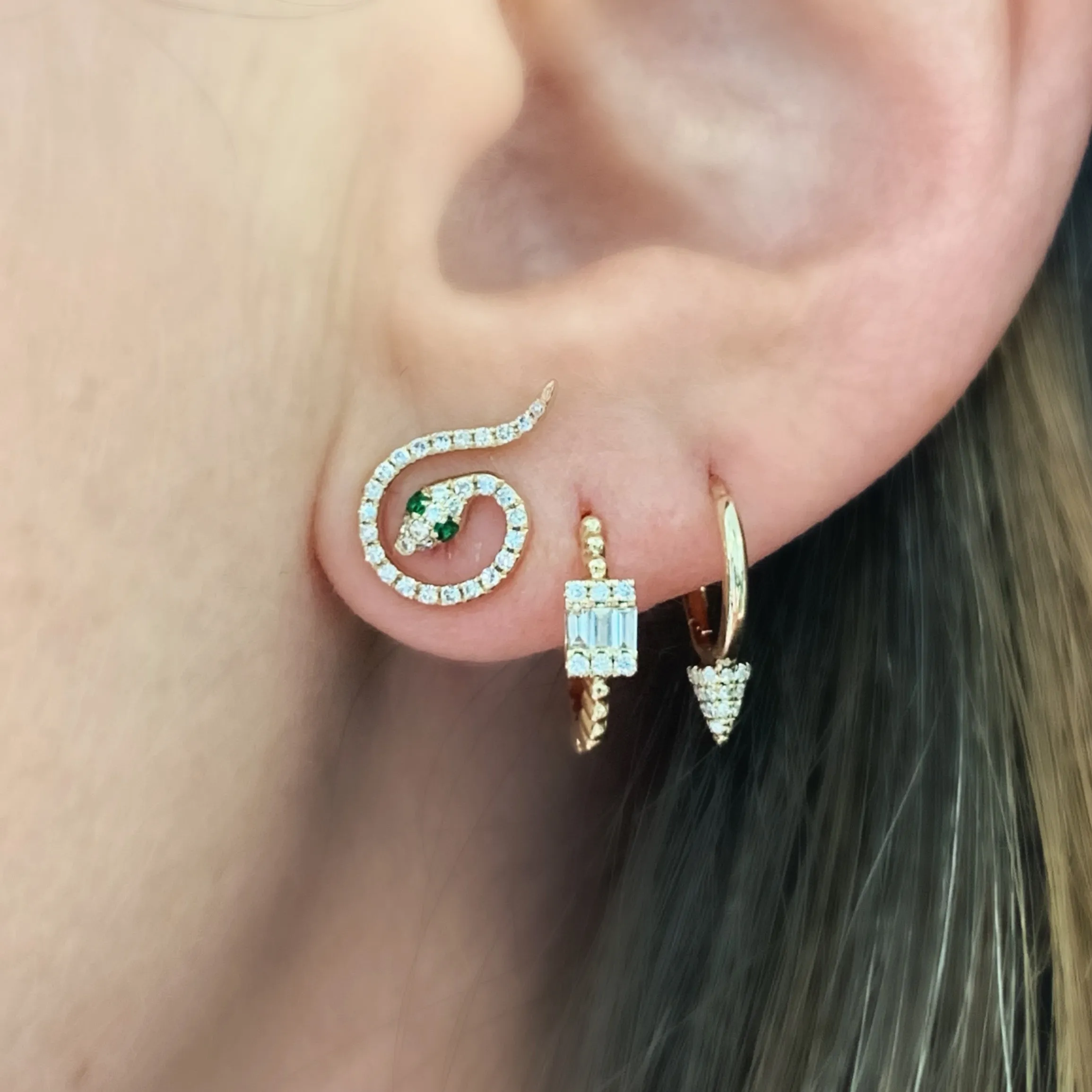 Diamond Snake Coil Stud Earrings