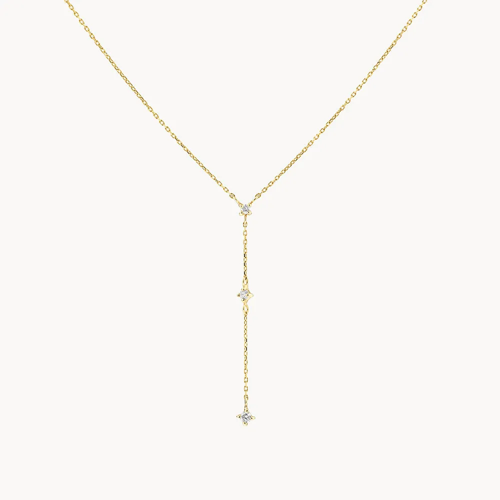 Diamond Trio Lariat Necklace in 10k Gold