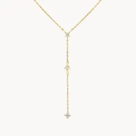 Diamond Trio Lariat Necklace in 10k Gold