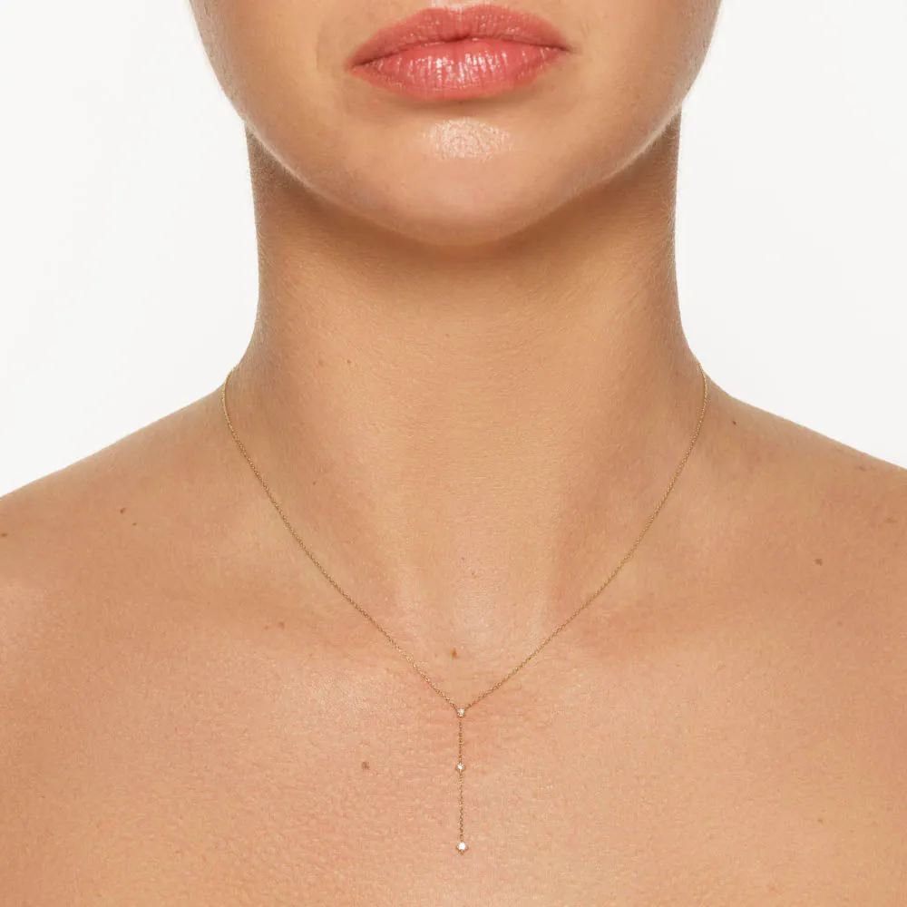 Diamond Trio Lariat Necklace in 10k Gold