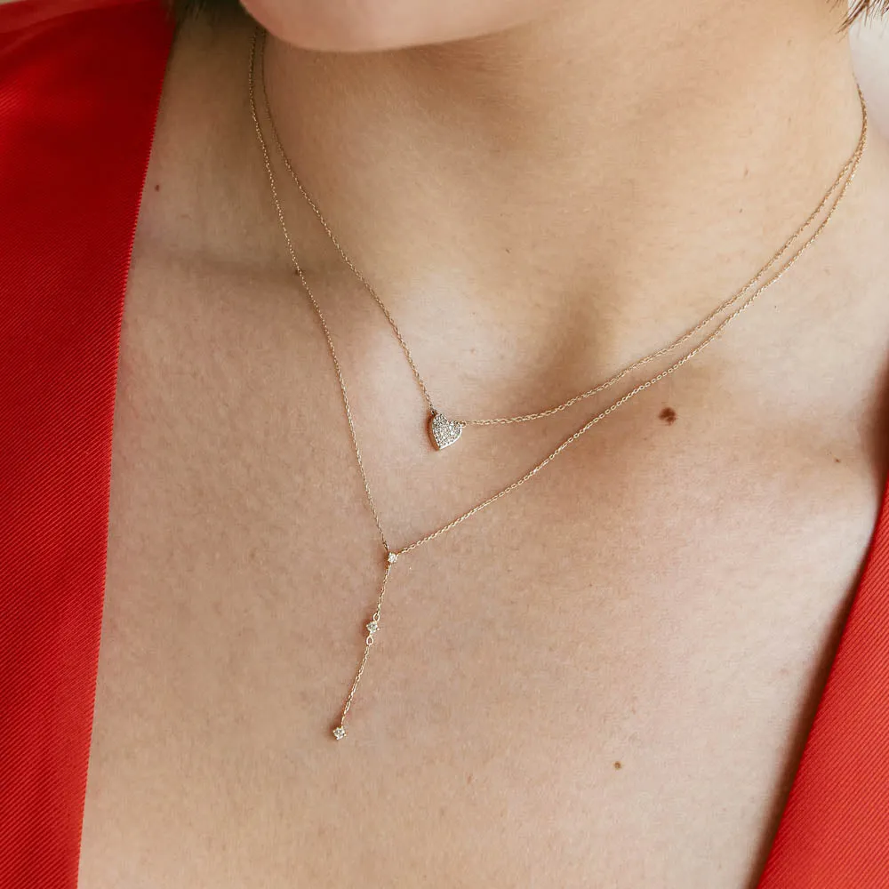 Diamond Trio Lariat Necklace in 10k Gold