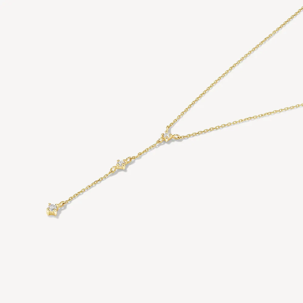 Diamond Trio Lariat Necklace in 10k Gold
