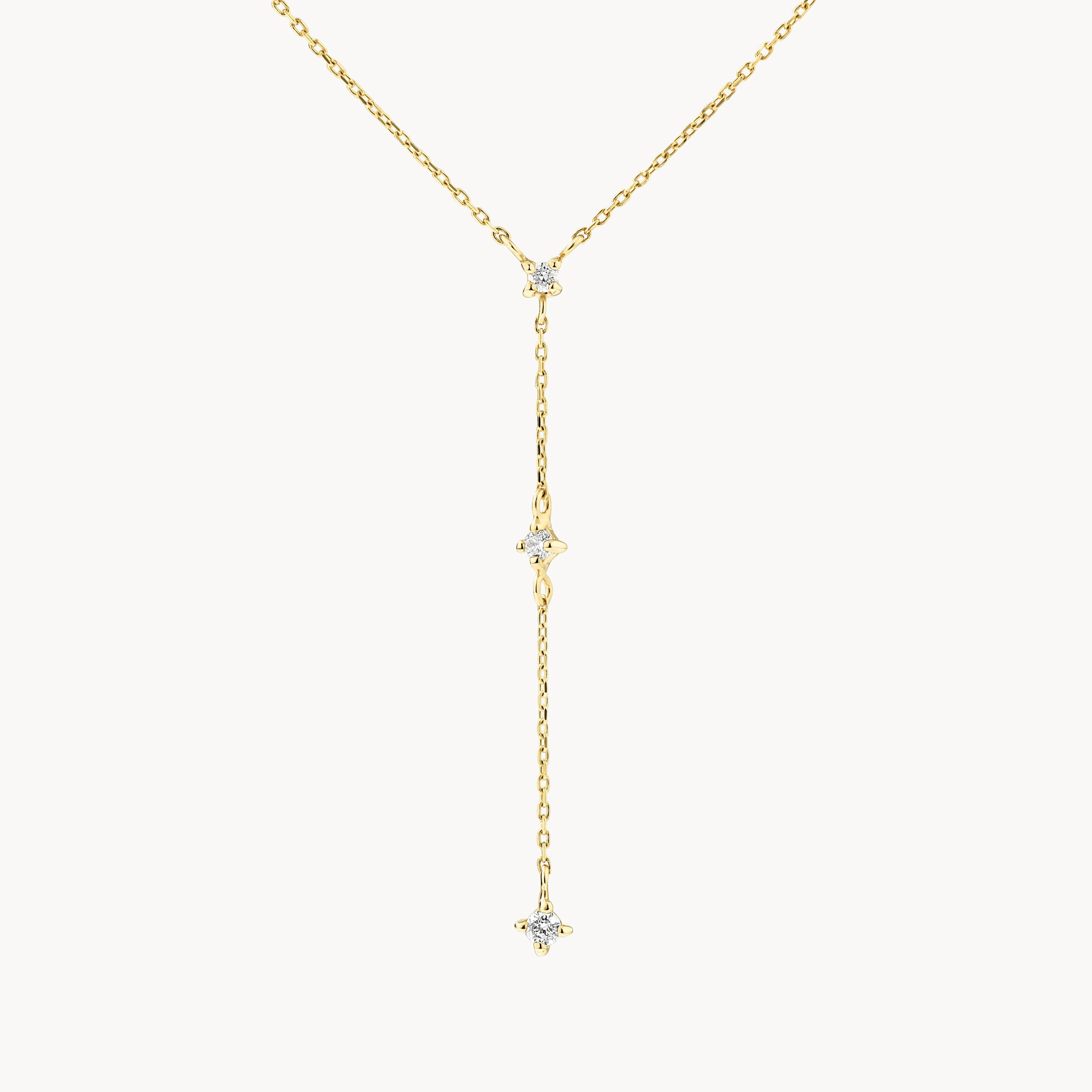Diamond Trio Lariat Necklace in 10k Gold