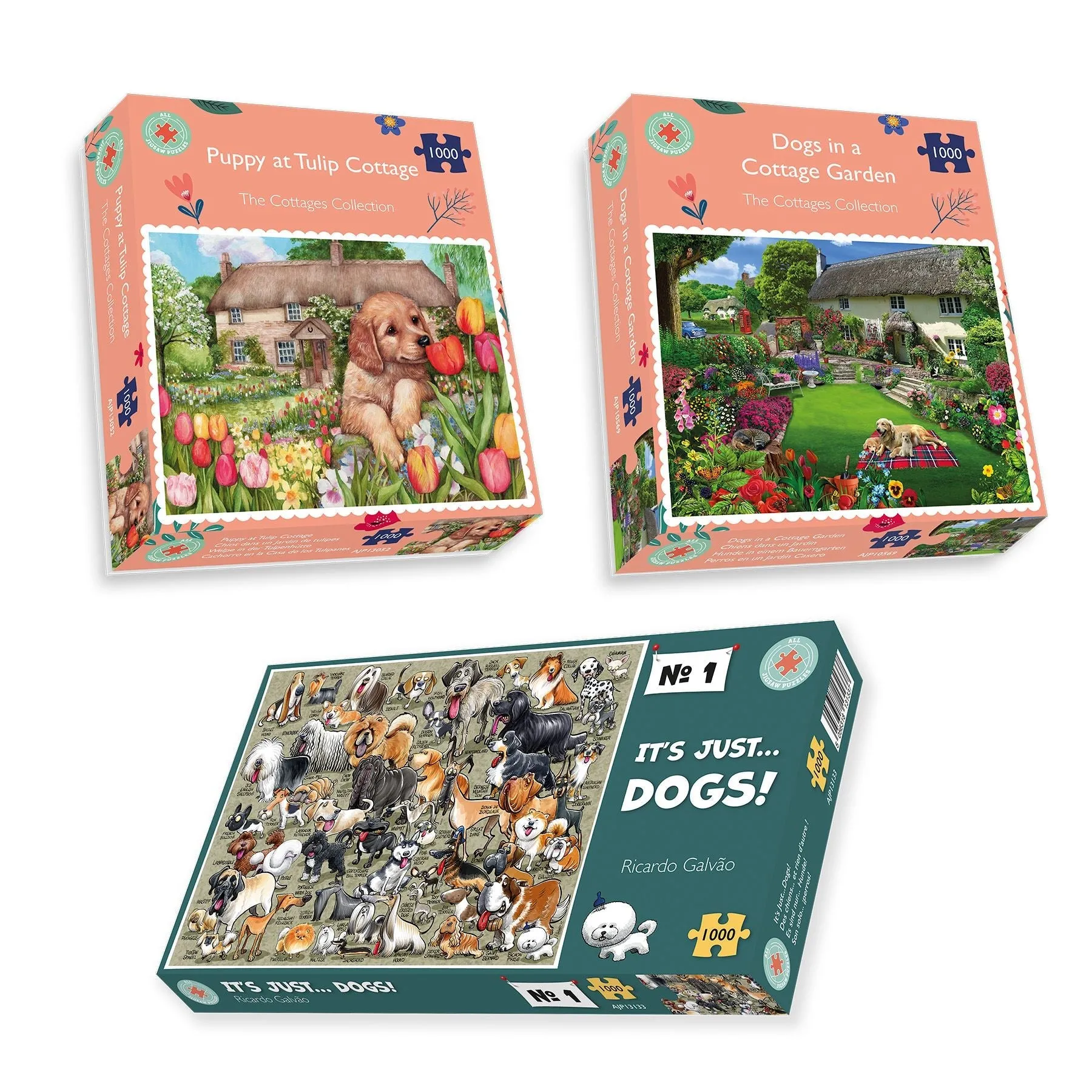 Dogs Galore 3 x 1000 Piece Jigsaw Puzzle Set