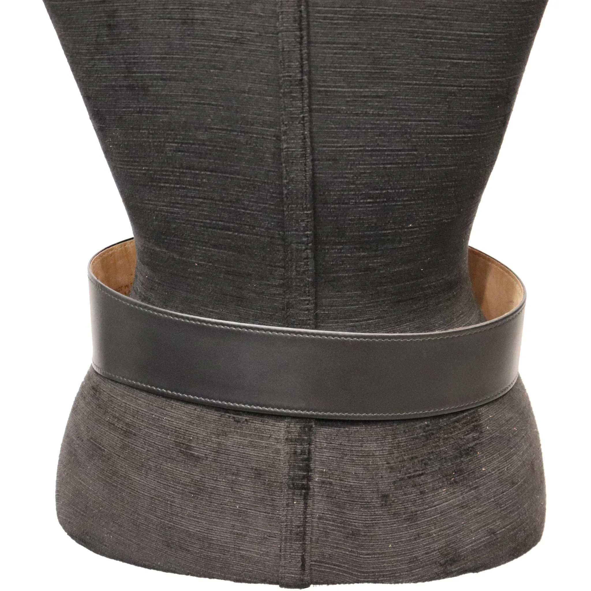 Donna Karan Black Leather Belt W/ Gold tone Buckle