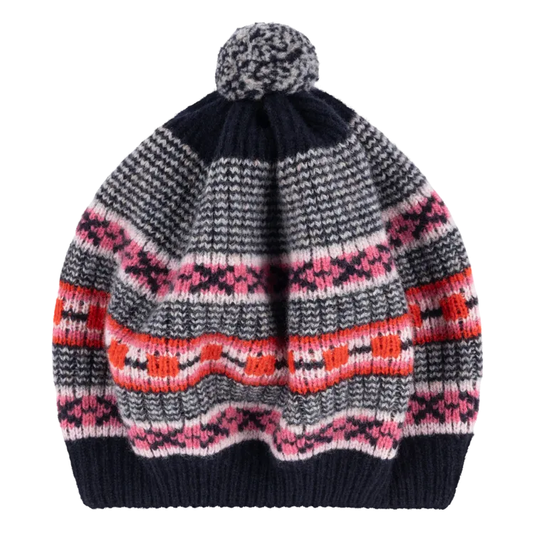 Dot and Cross Beret - Navy and Red