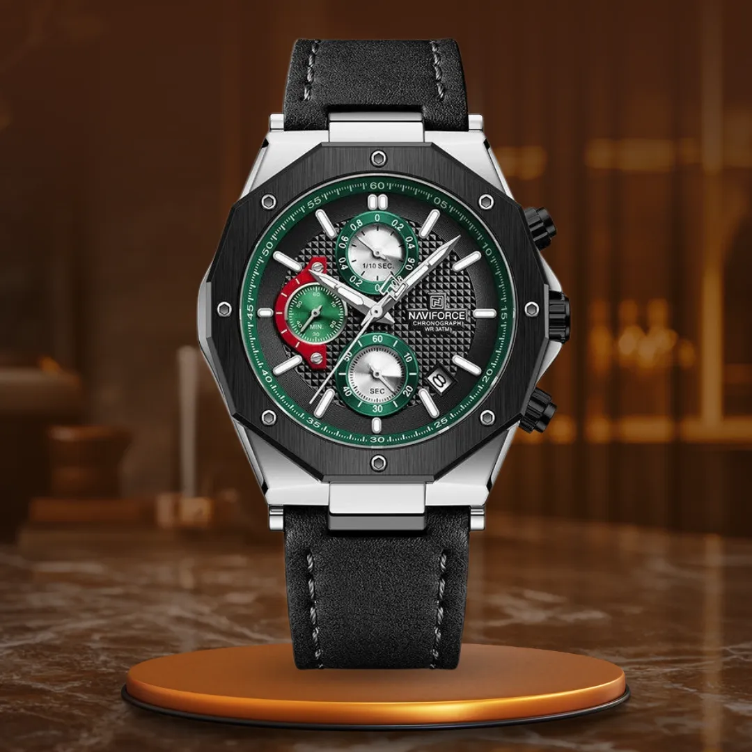 Fashionable Leather Chronograph Wristwatches
