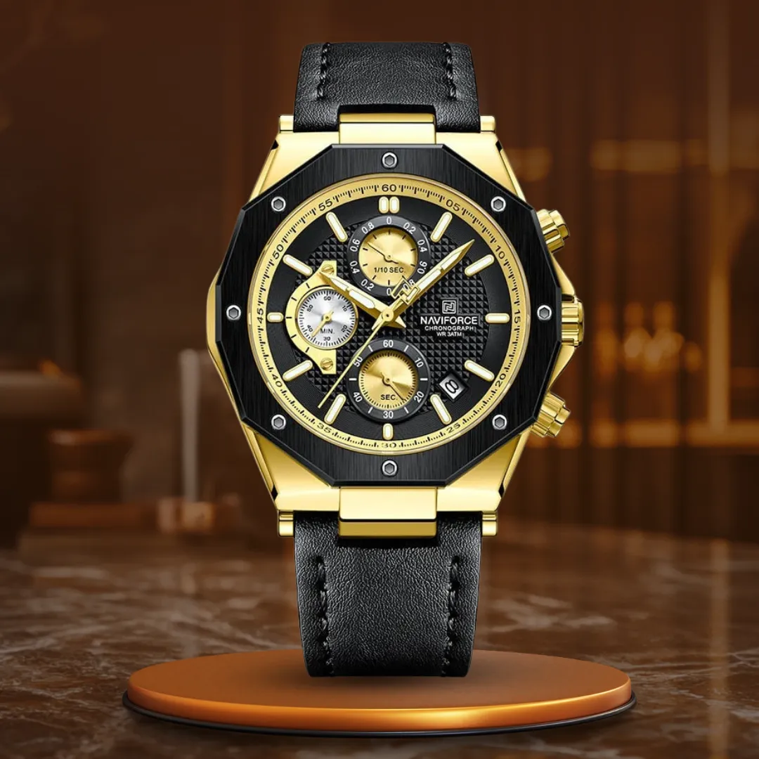 Fashionable Leather Chronograph Wristwatches