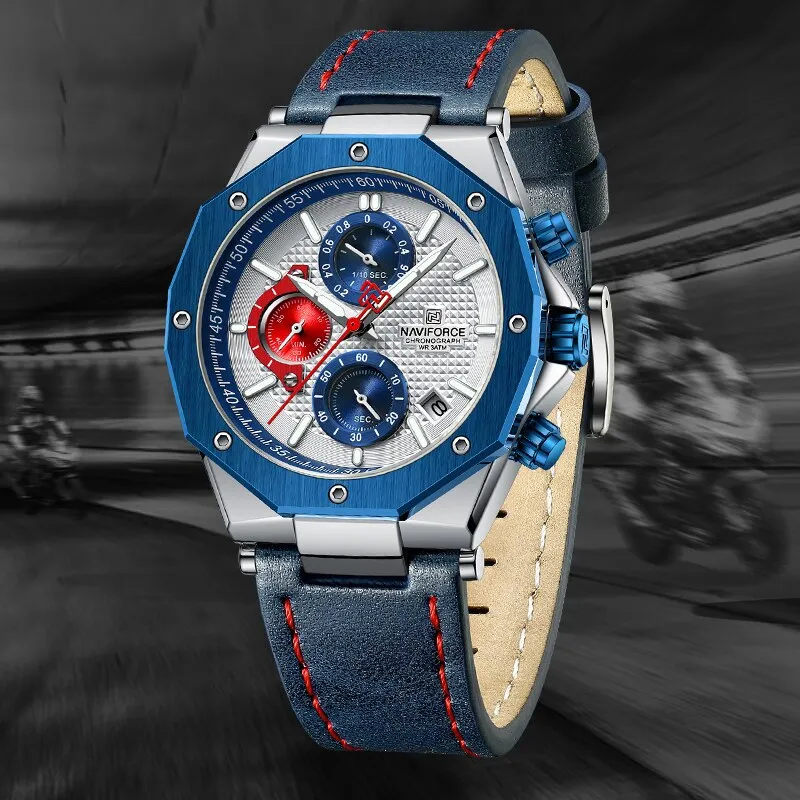 Fashionable Leather Chronograph Wristwatches