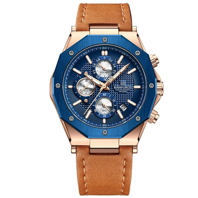 Fashionable Leather Chronograph Wristwatches