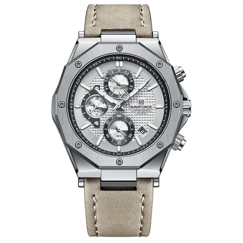Fashionable Leather Chronograph Wristwatches