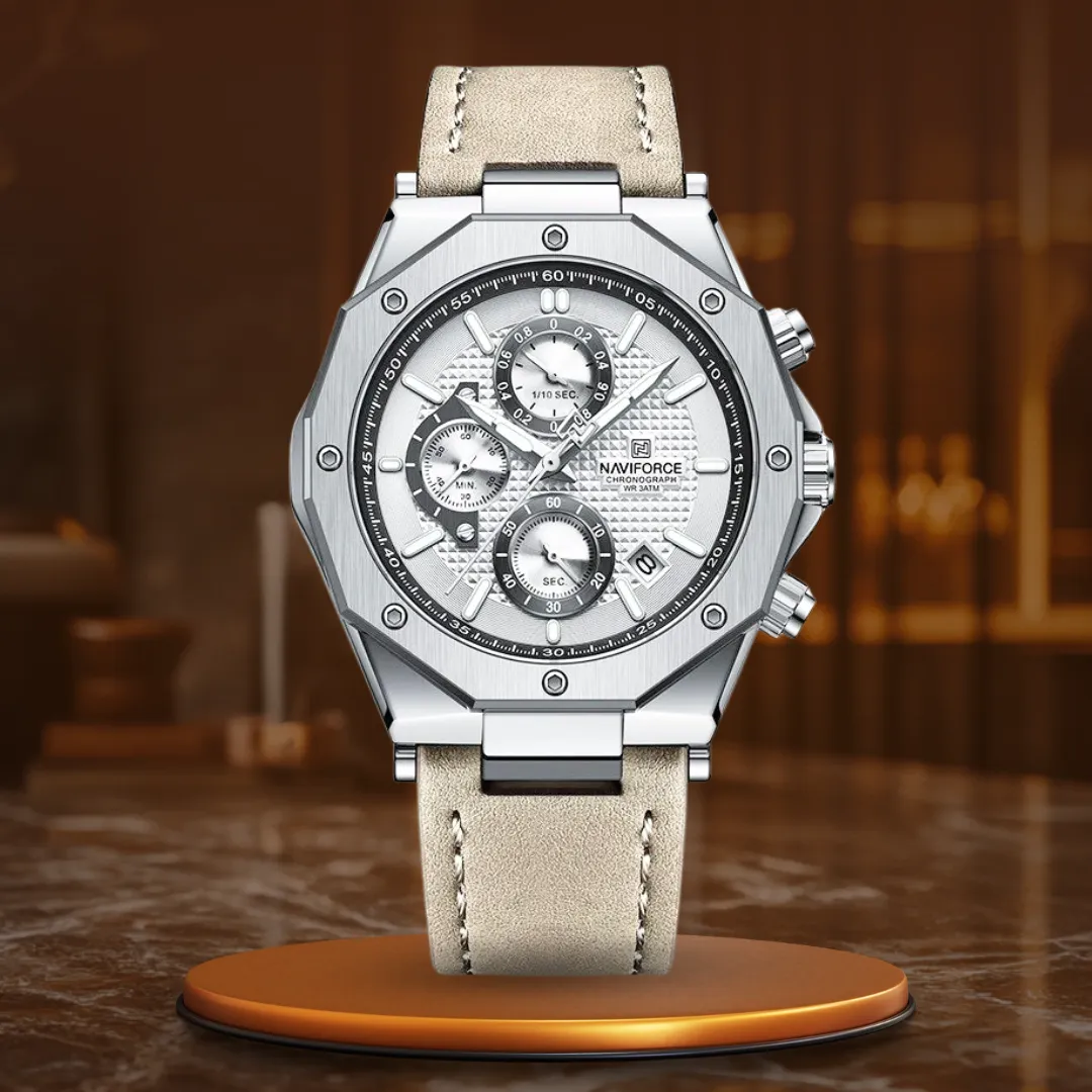 Fashionable Leather Chronograph Wristwatches