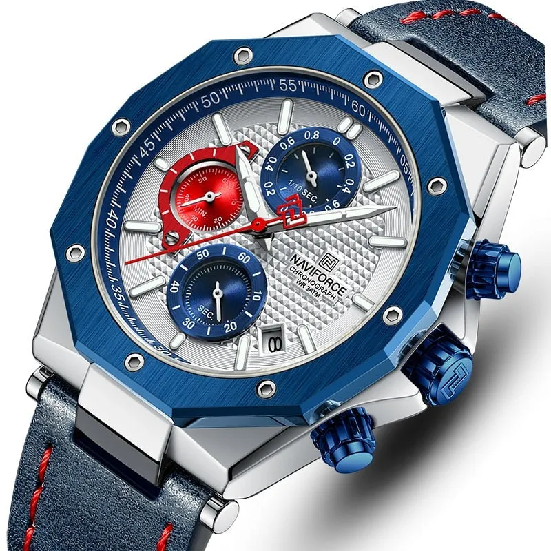Fashionable Leather Chronograph Wristwatches