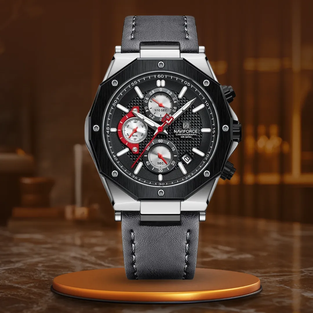 Fashionable Leather Chronograph Wristwatches