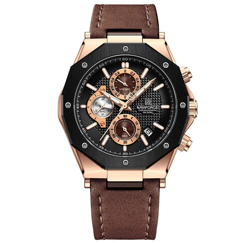 Fashionable Leather Chronograph Wristwatches