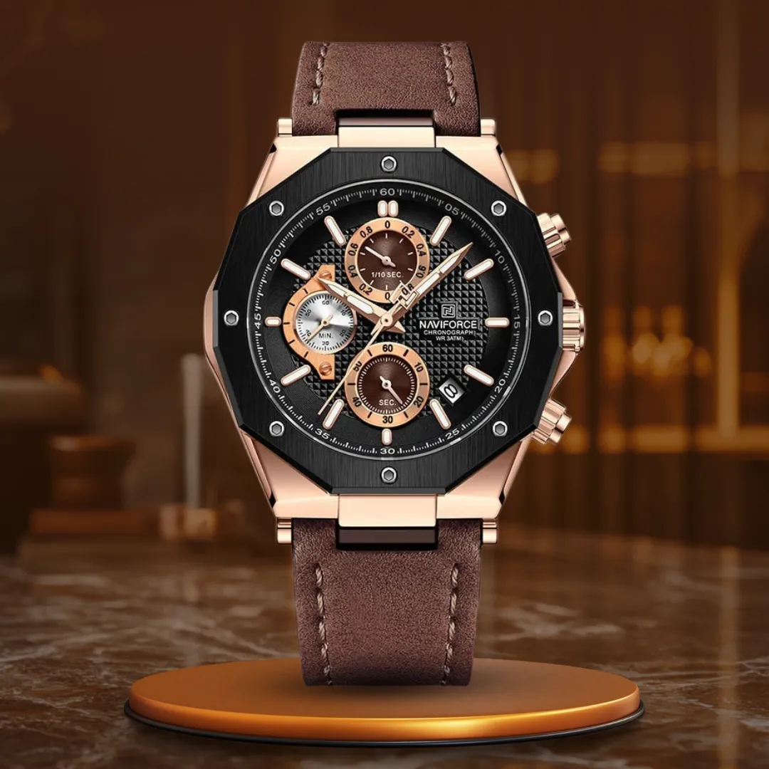 Fashionable Leather Chronograph Wristwatches