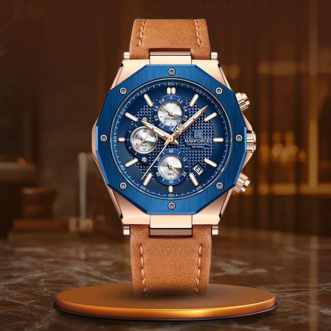 Fashionable Leather Chronograph Wristwatches