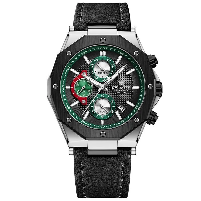 Fashionable Leather Chronograph Wristwatches