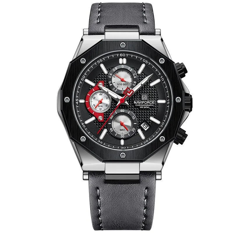 Fashionable Leather Chronograph Wristwatches