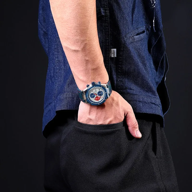 Fashionable Leather Chronograph Wristwatches