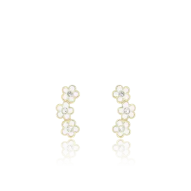 Gold coloured stud earrings with strass flowers