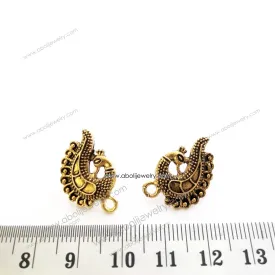 Golden peacock stud components metal earrings findings ESG10