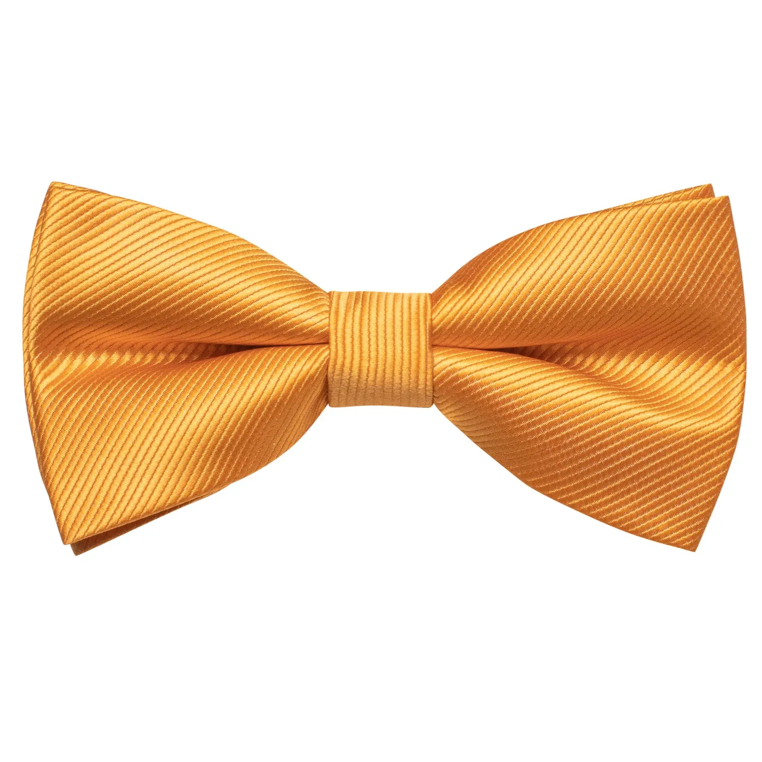 Golden Striped Pre-tied Bow Tie Hanky Cufflinks Set