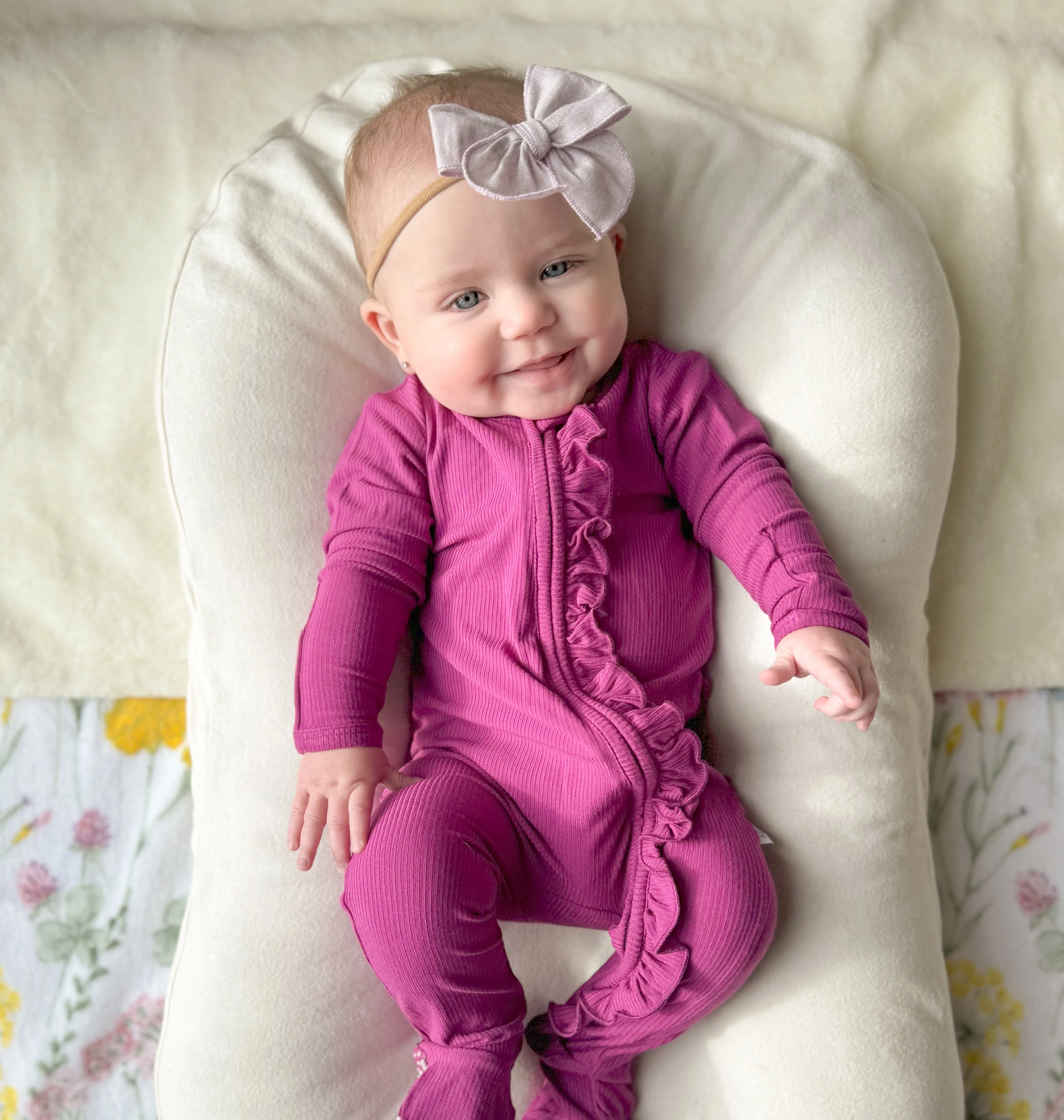 Grape Ruffle Footie Snoozer