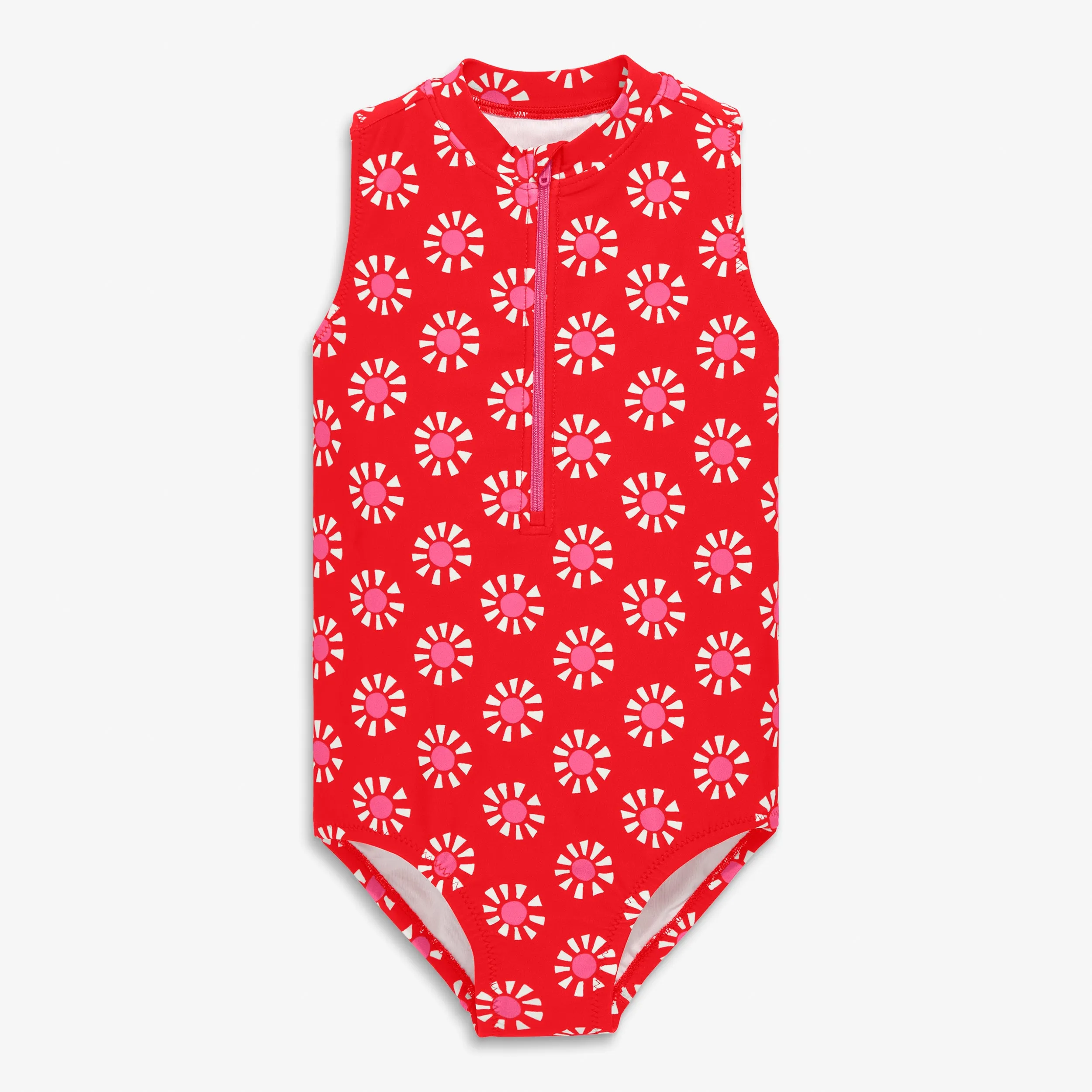 Half-zip swimsuit in cutout suns