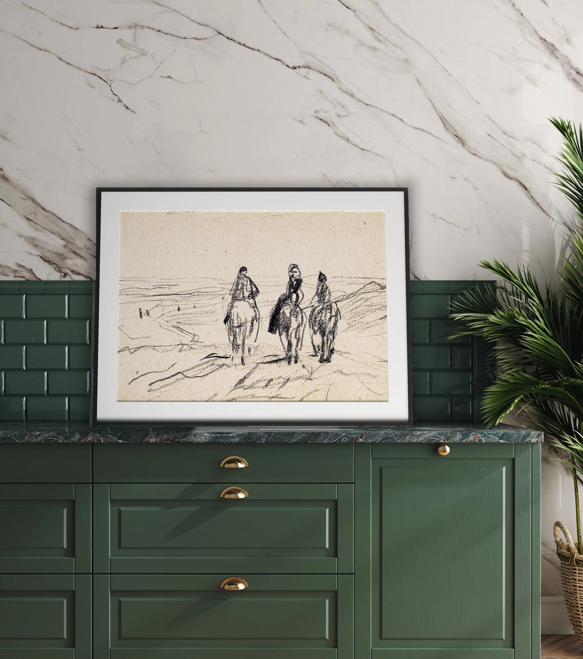 Horse Sketch Vintage Wall Print