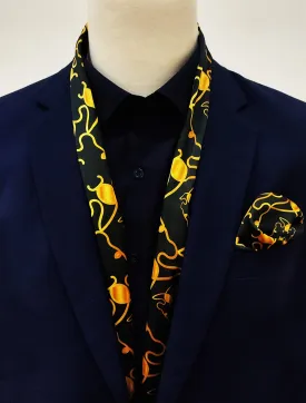 INDIAN NECKLACE PATTERN SILK SCARF And Pocket square set