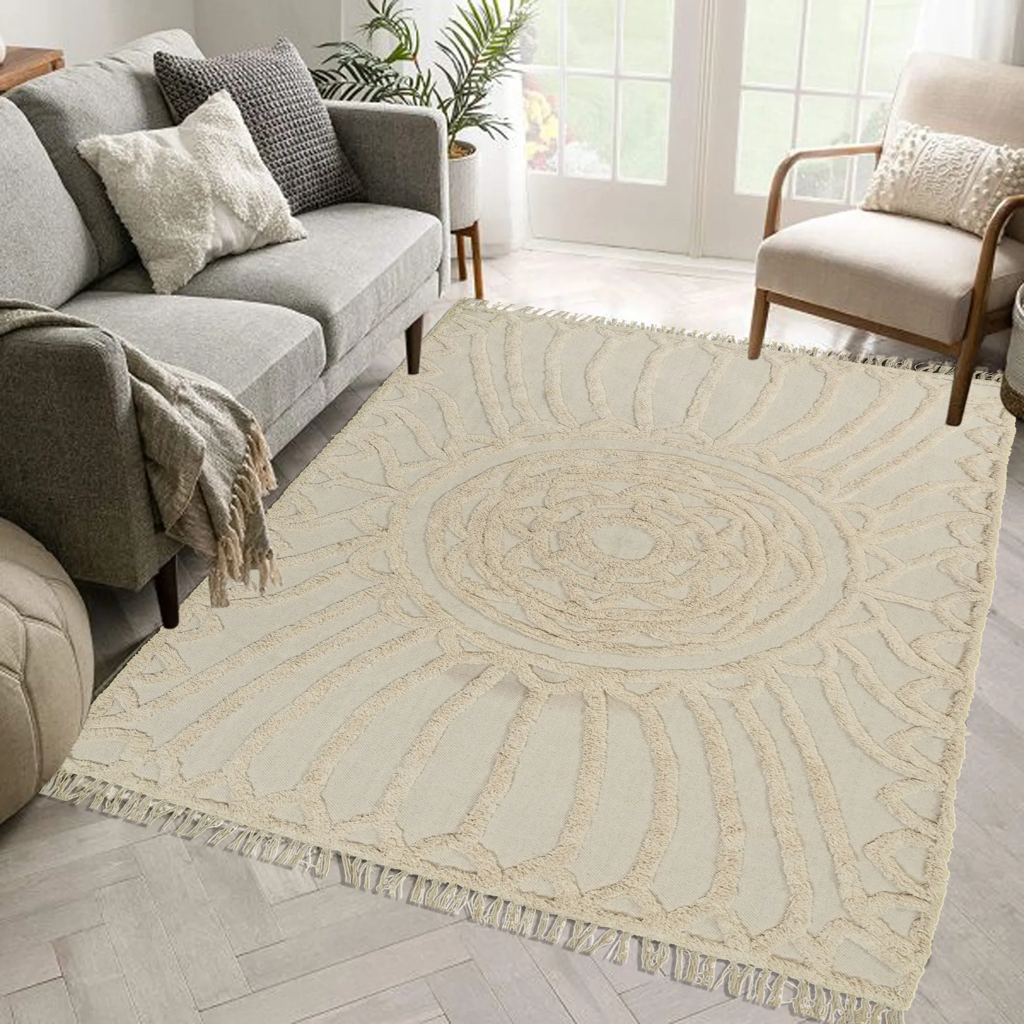 INDIANA - HAND EMBROIDERED COTTON RUG