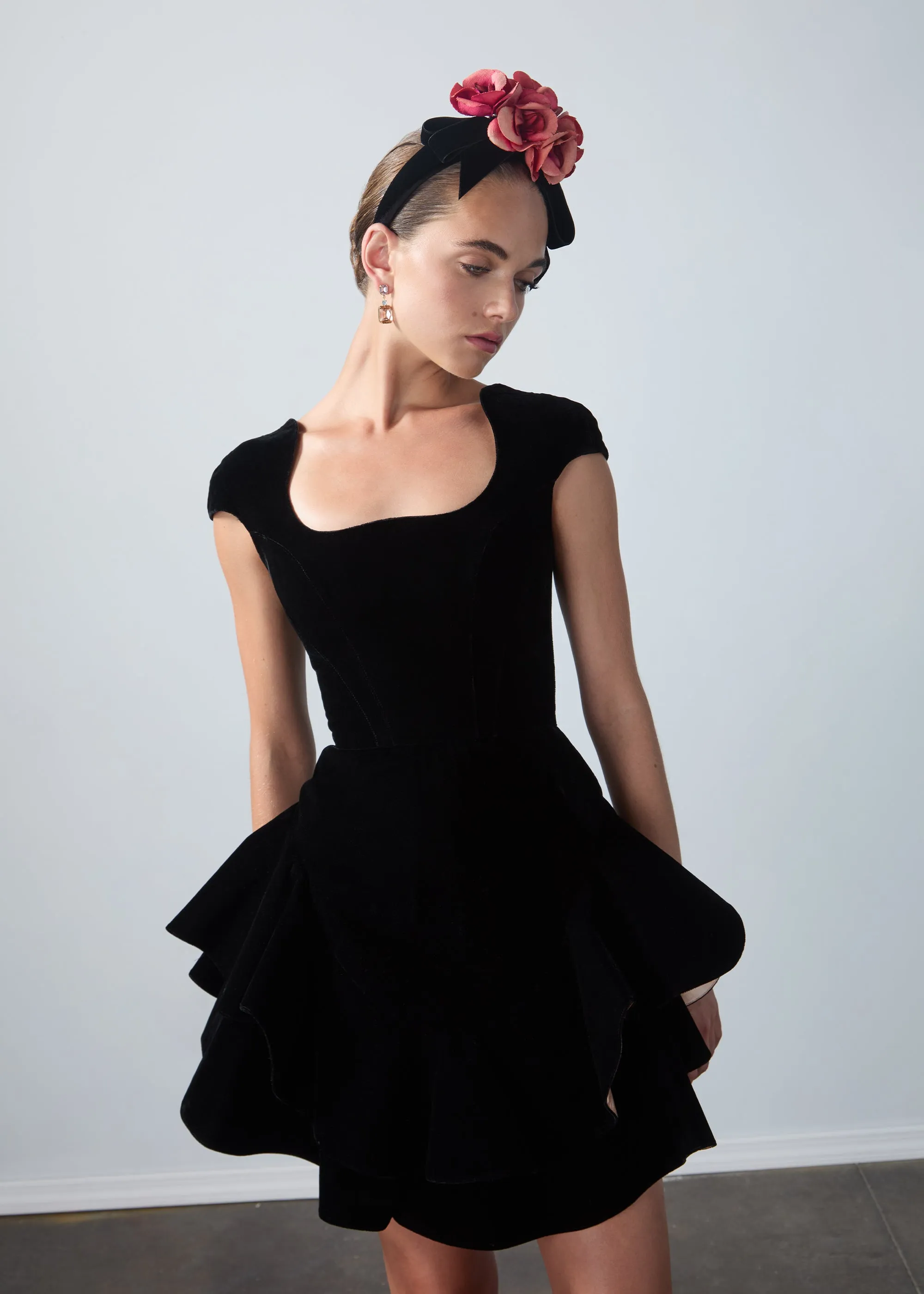 Jennifer Behr x New York Vintage Eliza Headpiece -- Black Rose