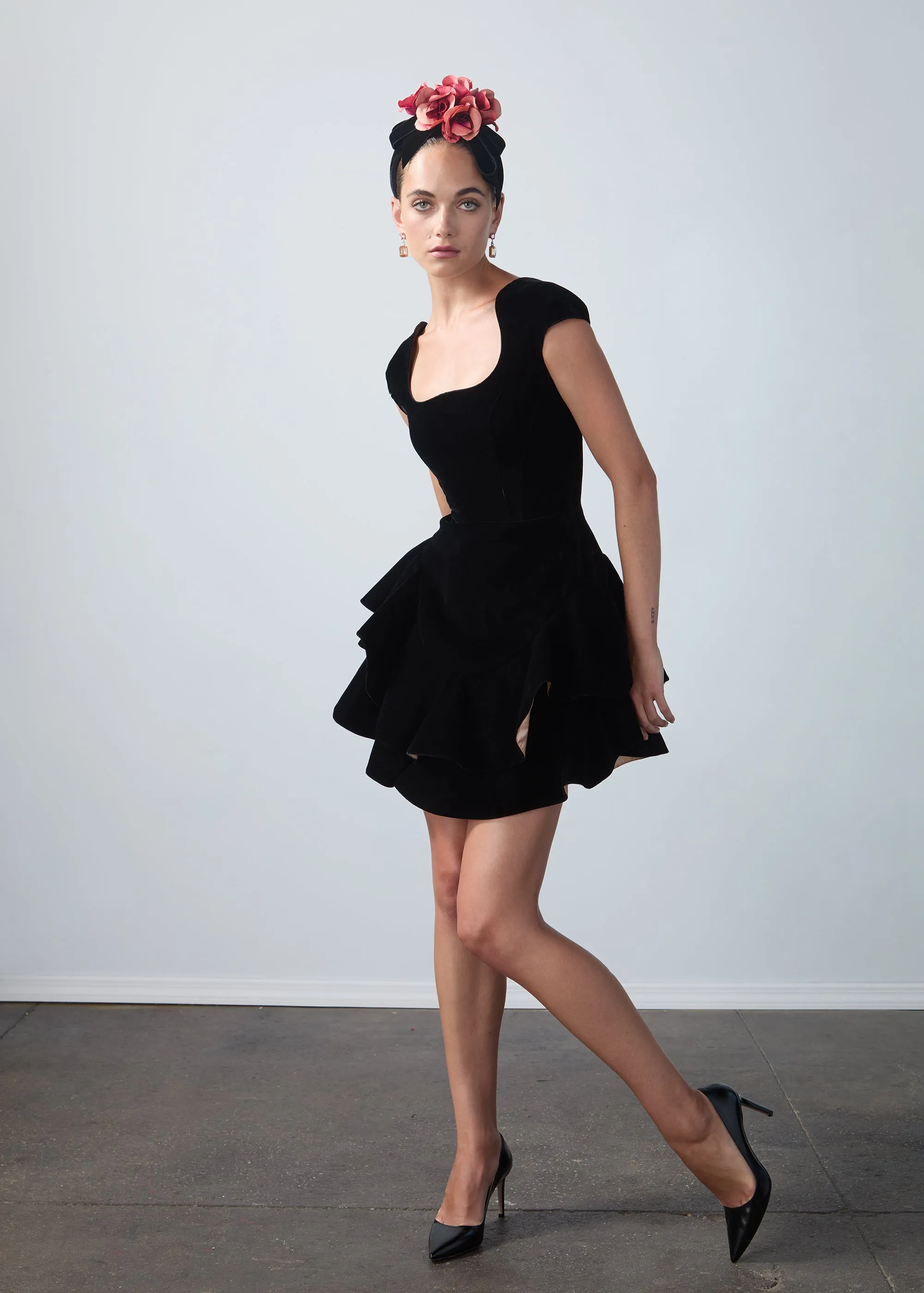 Jennifer Behr x New York Vintage Eliza Headpiece -- Black Rose